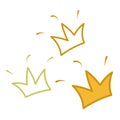 Set of gold crowns. Doodle. Vector illustration in cartoon style