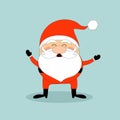 Doodle vector illustration of cute laughing Santa Clause in cartoon style. Christmas holiday card banner template