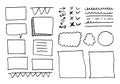 Doodle vector lines and curves.Hand drawn check and arrows signs. Set of simple doodle lines, curves, frames and spots. Collection Royalty Free Stock Photo