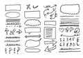 Doodle vector lines and curves.Hand drawn check and arrows signs. Set of simple doodle lines, curves, frames and spots. Collection Royalty Free Stock Photo