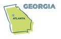 Doodle vector map of Georgia state of USA Royalty Free Stock Photo