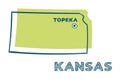 Doodle vector map of Kansas state of USA