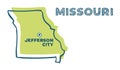 Doodle vector map of Missouri state of USA