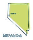 Doodle vector map of Nevada state of USA.states-part-2