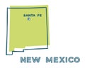 Doodle vector map of New Mexico state of USA