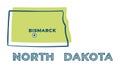 Doodle vector map of North Dakota state of USA