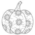 Doodle vector pumpkin with fun flourished ornament