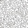 Doodle vector seamless pattern. Black on white background