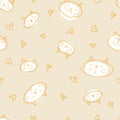 Doodle vector seamless pattern of cats with white muzzles.