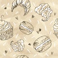 Doodle vector seamless pattern. Vector Sketch Style Illustration. Vintage Grange coffee background