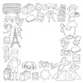 Doodle vector set Travel , vacation, adventure.