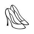 Doodle vector shoe illustration. Hand drawn women classic shoes. beautiful line art style women s classic shoes. Fashion Royalty Free Stock Photo