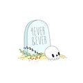 Doodle skull and tomb stone vector. Forever & ever.