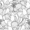 Doodle vegetables seamless pattern for coloring book
