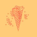 Doodle wafer cone with fruits and berry