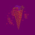 Doodle wafer cone with fruits and berry