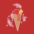 Doodle wafer cone with fruits and berry