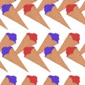 Doodle wafer cone with fruits and berry Royalty Free Stock Photo