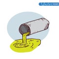 Doodle water pollution, vector illustration.
