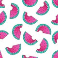 Doodle watermelon seamless pattern.