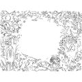 Doodle in which elements of nature, animals and education are mixed sketch vector illustration Royalty Free Stock Photo