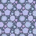 doodle winter flowers seamless pattern Royalty Free Stock Photo