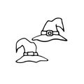 Doodle witch hats set Royalty Free Stock Photo