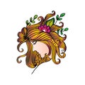 Doodle woman with flower. Royalty Free Stock Photo
