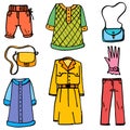 Doodle of women clothes object collection