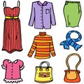 Doodle of women clothes object set