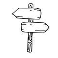 Doodle Wood Signs And Direction Arrows. Illustration of a set of hand drawn sketched Royalty Free Stock Photo