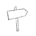 Doodle wood signs, hand drawn wooden direction cartoon style