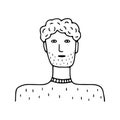 Doodle young man with stubble face portrait Royalty Free Stock Photo