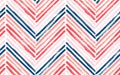 Doodle zig zag interior print vector seamless pattern. Paint brush stroke geometric stripes Royalty Free Stock Photo