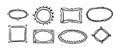 Doodled picture frame set. Hand drawn photo and image gallery border collection. 8 scribbled art frame layout Royalty Free Stock Photo