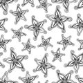 Doodled seamless vector pattern from flowers.