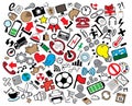 Doodled web and mobile icons collection in colors Royalty Free Stock Photo