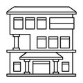 Three Level Office building with simple line design vector illustration