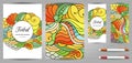 Doodles corporate identity and stationery templates set . Colorful zentangle graphic design mockups including document, flyer, Royalty Free Stock Photo