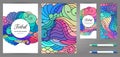 Doodles corporate identity and stationery templates set . Colorful zentangle graphic design mockups including document, flyer, Royalty Free Stock Photo