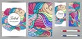 Doodles corporate identity and stationery templates set . Colorful zentangle graphic design mockups including document, flyer,