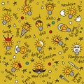 Doodles creative ideas color seamless pattern.