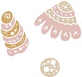 Doodles cute patterned seashells. Hand drawn vector illustration. Royalty Free Stock Photo