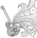 Doodles design of guitar for coloring book for adult Royalty Free Stock Photo