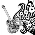 Doodles design of Guitar for coloring book for adult, poster, banner and so on - Stock Vector