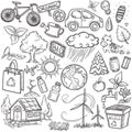 Doodles eco icon set Royalty Free Stock Photo