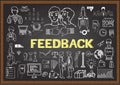 Doodles about feedback on chalkboard Royalty Free Stock Photo