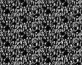 Doodles happy crowd people audience monochrome seamless pattern