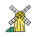 Doodles with image of isolated windmill