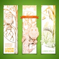 Vector set of woodland vertical banners.